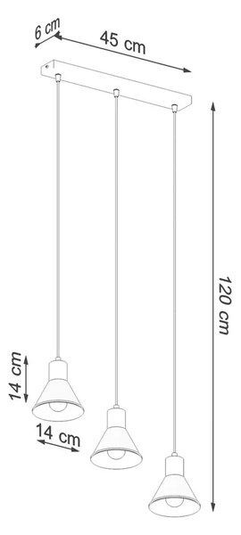 Czarna potrójna lampa wisząca nad wyspę - 5X S167 L9-G79
