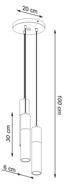 Biała potrójna lampa wisząca tuba - 5X S169 M7-L80