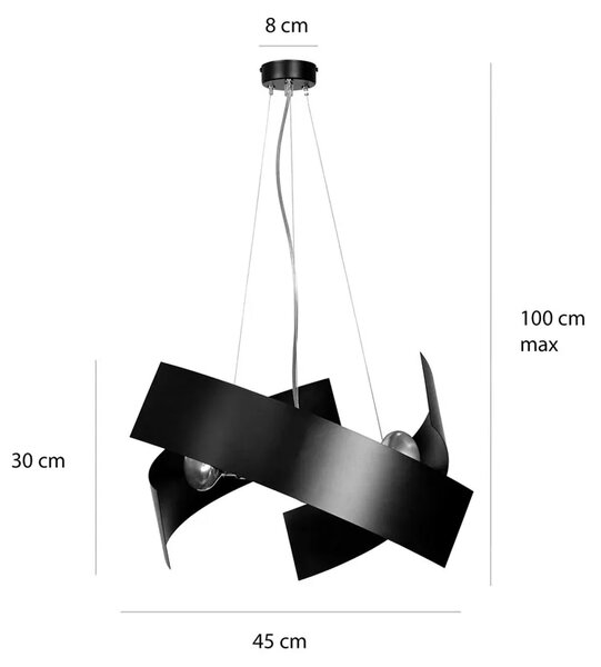 Czarna loftowa lampa wisząca z regulacją - D026 H4-A37