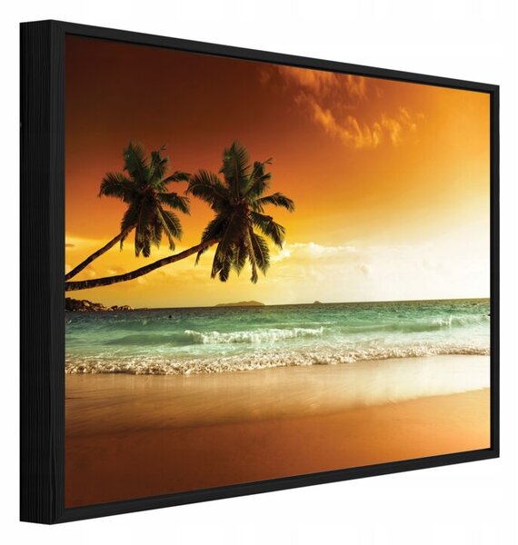 Obraz W Ramie Na Płótnie Plaża Pomarańczowy Do Sypialni Salonu 120x80