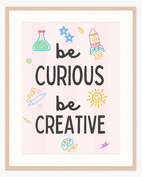 Oprawiony druk cyfrowy Be Curious, Be Creative, różne rozmiary