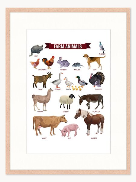 Oprawiony druk cyfrowy Farm Animals, różne rozmiary