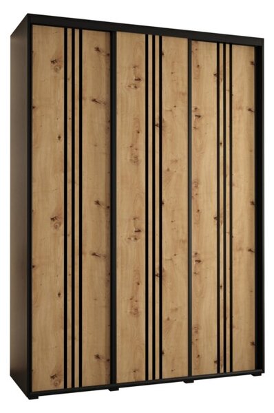 Szafa przesuwna wysoka Davos 6 170, gł. 60 cm czarny + artisan + czarny