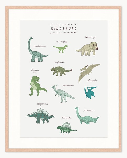 Oprawiony druk cyfrowy Dinosaurs, różne rozmiary