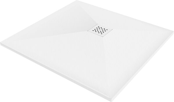 Mexen Stone+ brodzik kompozytowy kwadratowy 70 x 70 cm, biały, maskownica biała - 44107070-W