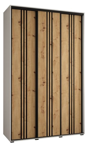 Szafa przesuwna wysoka Davos 6 160, gł. 60 cm biały + artisan + czarny