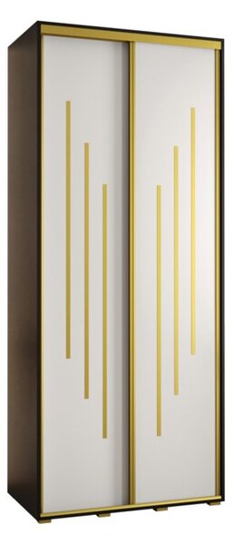 Szafa przesuwna wysoka Davos 8 120, gł. 60 cm czarny + biały + złoty