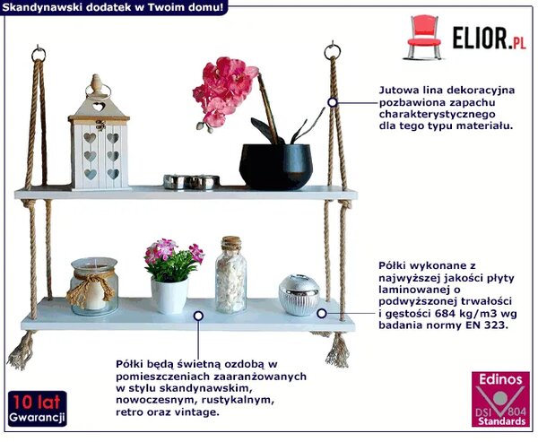 Biała półka wisząca do salonu P1-R68