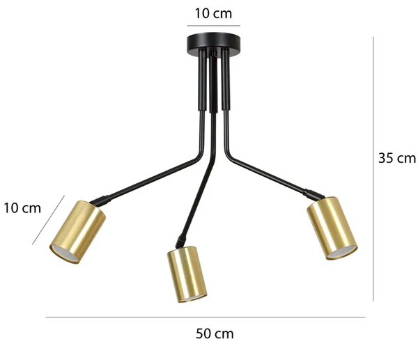 Czarna potrójna loftowa lampa sufitowa - D059 F1-R26