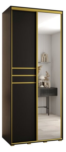 Szafa przesuwna wysoka Davos 11 110, gł. 60 cm czarny + czarny + złoty