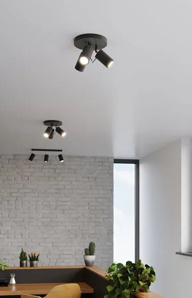 Czarny plafon z ruchomymi reflektorami - 3X S247 W9-Z14