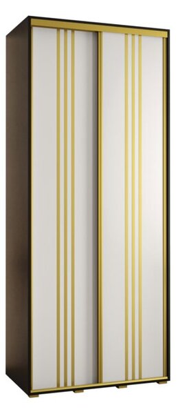 Szafa przesuwna wysoka Davos 6 120, gł. 60 cm czarny + biały + złoty