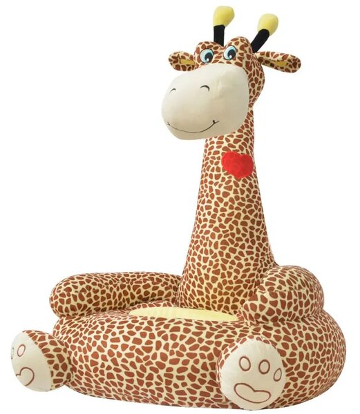 Brązowy fotelik dziecięcy pluszowy żyrafa - Noki