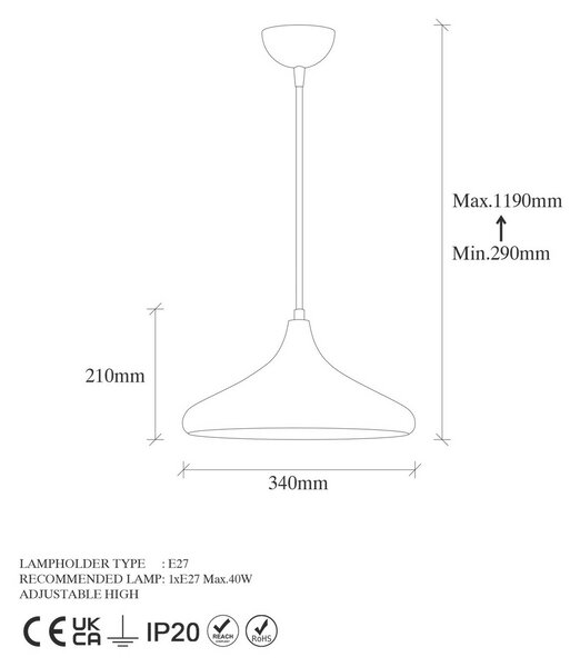 Lampa wisząca Barek - 11546, czarny/miedziany