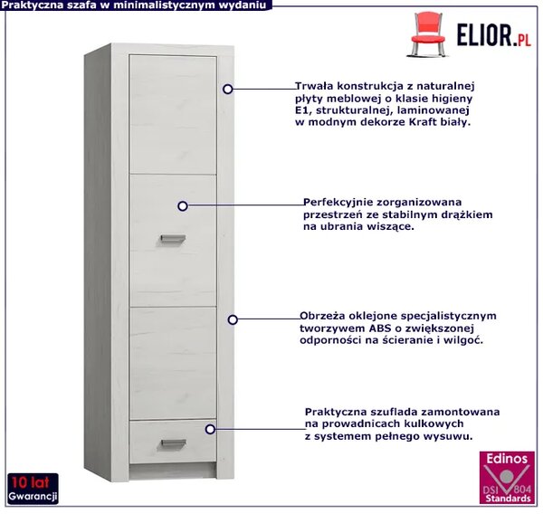 Szafa jednodrzwiowa kraft biały R4-L46