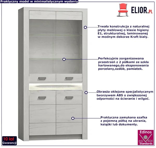 Witryna do salonu kraft biały B9-G04