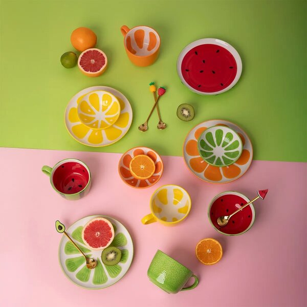 Altom Zestaw ceramicznych kubków jumbo Tropicanalimonka 470 ml, 2 szt
