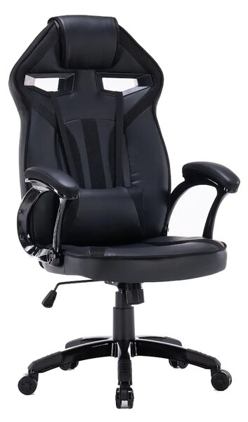 Czarny nowoczesny fotel gamingowy - Dexero