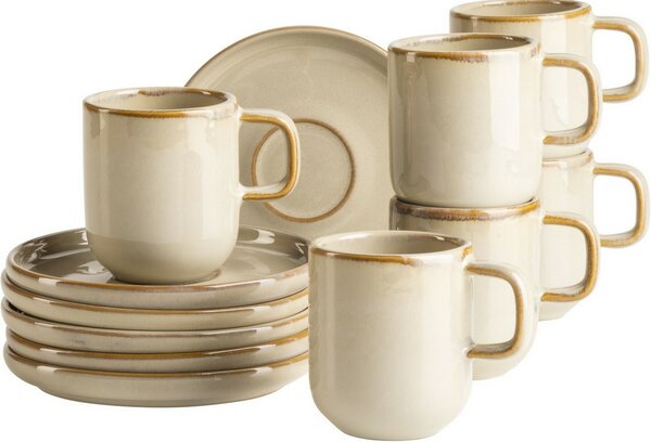 Mäser Zestaw filiżanek do espresso z spodkami Cordelia Sand, 6+6 szt