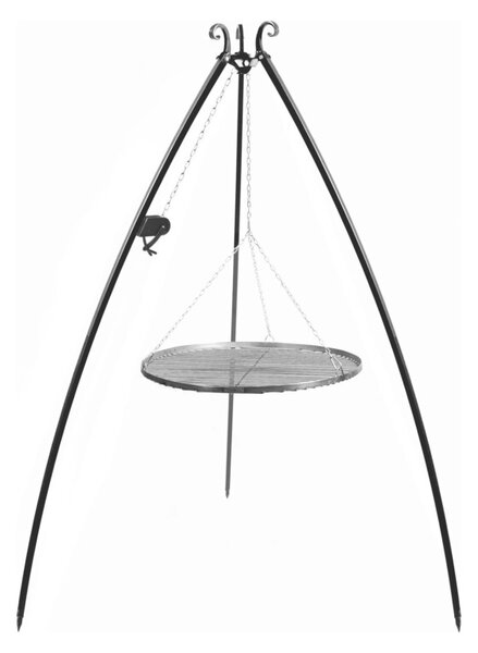 Grill na trójnogu 200 cm COOK KING z kołowrotkiem i rusztem 50 cm ze stali naturalnej