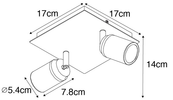 Inteligentny reflektor łazienkowy biały kwadratowy 2-punktowy IP44 z 2 Wifi GU10 50mm - Ducha