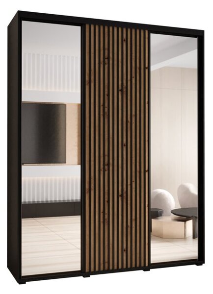 Szafa przesuwna wysoka Lanko 2 200, gł. 60 cm czarny + czarny + artisan