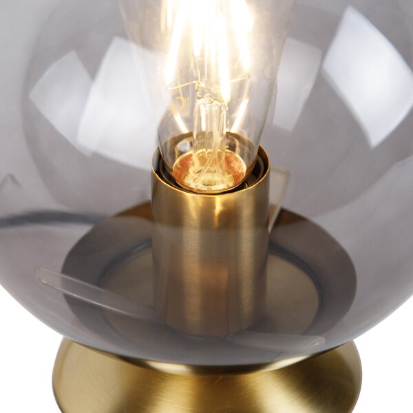 Lampa stołowa art deco mosiądz z dymionym szkłem - Pallon