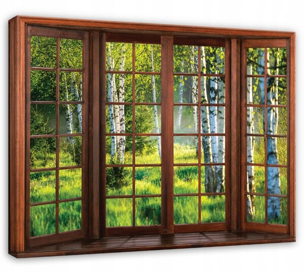 Obraz Na Płótnie Okno 3D Zielony Do Sypialni Salonu 100x70