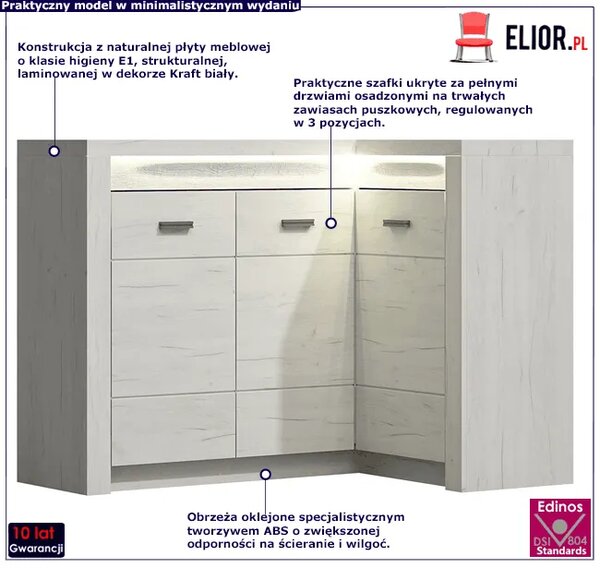 Komoda narożna kraft biały T5-M09