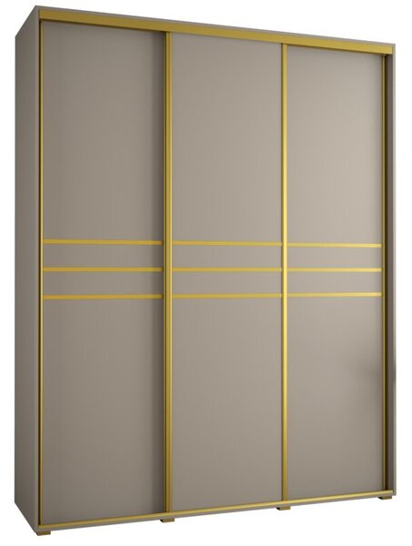 Szafa przesuwna wysoka Dakota 10 190, gł. 45 cm kaszmir + kaszmir + złoty