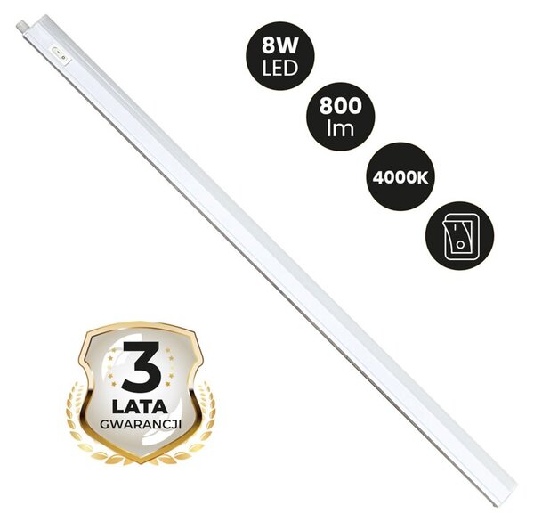 Lampka podszafkowa biała listwa 60 cm włącznik neutralna barwa LED 8W VITO Eko-Light