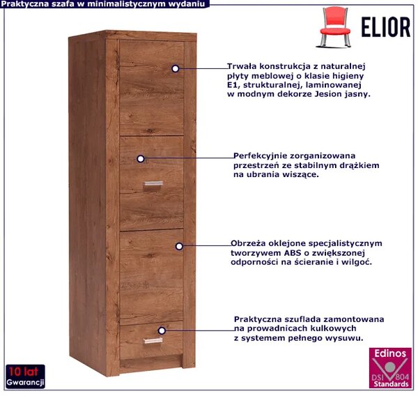 Szafa jednodrzwiowa jesion jasny N4-N54