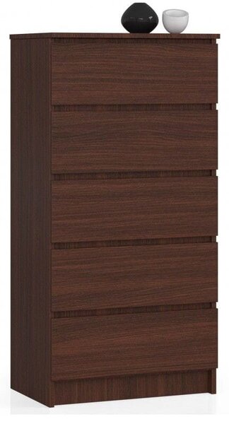 Komoda do sypialni, 5 szuflad, STILO, 60x40x121 cm, wenge, mat | TYLETEGOTU