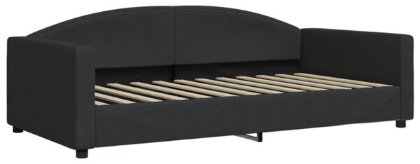 Sofa z funkcją spania, czarna, 100x200 cm, obita tkaniną