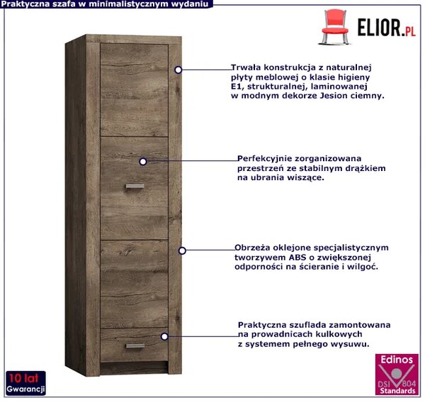 Szafa jednodrzwiowa jesion ciemny A3-K27
