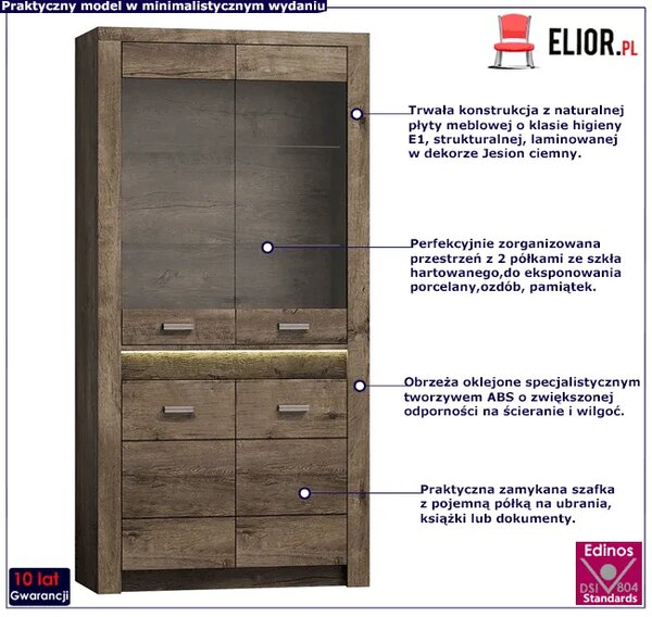 Witryna do salonu jesion ciemny F8-K82