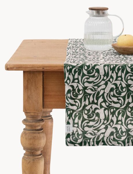 Bieżnik z lnu Evergreen Damask