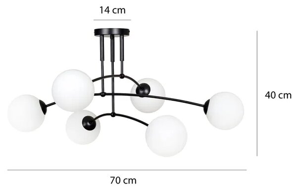Czarna lampa ze szklanymi kloszami - D072 P7-L14