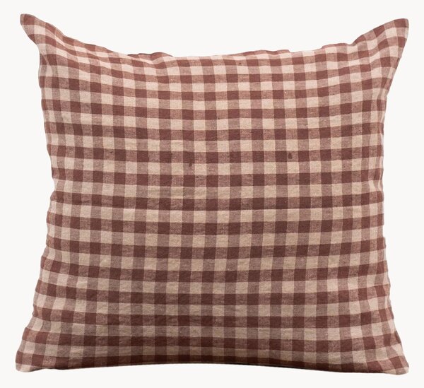 Poszewka na poduszkę z lnu Chocolate Gingham
