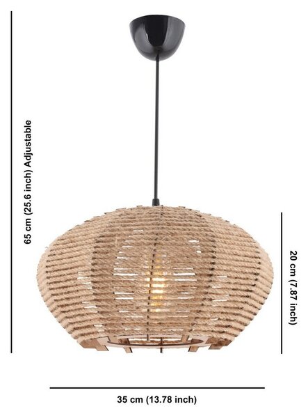 Lampa wisząca Jute Ellipse, kremowy