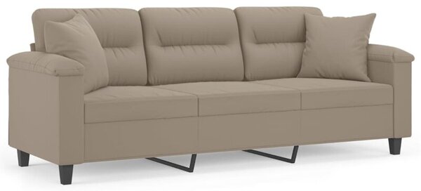 Sofa 3-osobowa z poduszkami, kolor taupe, 180 cm, mikrofibra