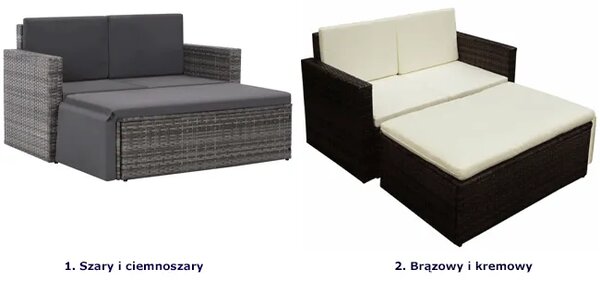 2-cz. brązowy komplet rattanowy do ogrodu x S3-B41