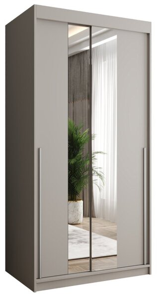 Szafa przesuwna z lustrem Garderoba SIMA T1 100 kaszmir + u. srebrny