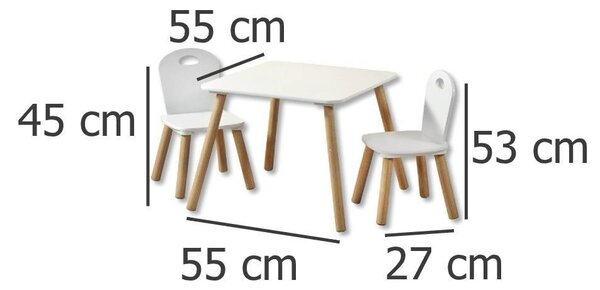 Zestaw mebelków dla dzieci: stolik + 2 krzesełka, KESPER