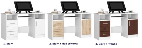 Biurko skandynawskie białe + dąb sonoma K7-W65