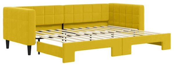 Sofa rozsuwana, żółta, 80x200 cm, aksamit