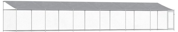 Klatka dla psa, z dachem i drzwiami, szara, 12x2x2 m, stal