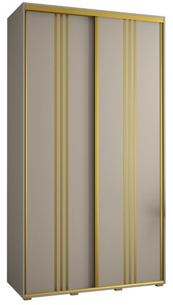 Szafa przesuwna wysoka Dakota 6 140, gł. 60 cm kaszmir + kaszmir + złoty