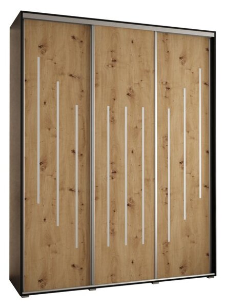 Szafa przesuwna wysoka Davos 8 200, gł. 60 cm czarny + artisan + srebrny