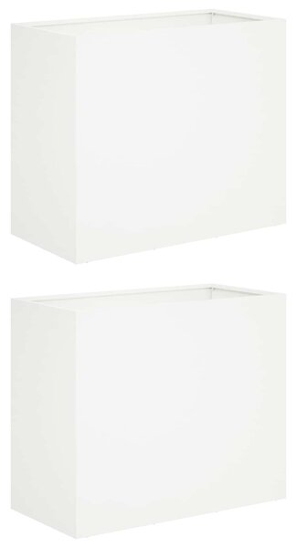 Doniczka ogrodowa 2 szt. Biały 60 x 30 x 40 cm Stal zimnogięta
